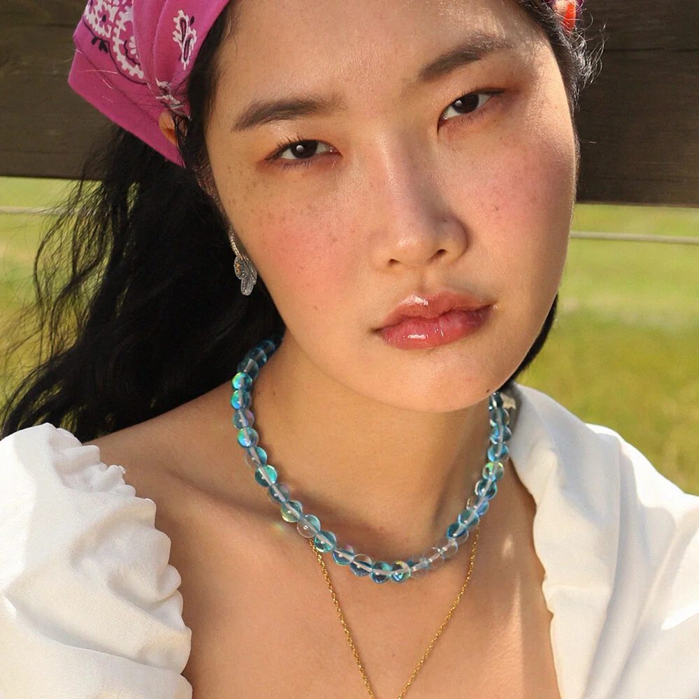 Summer Bubble Gem Necklace (Blue)