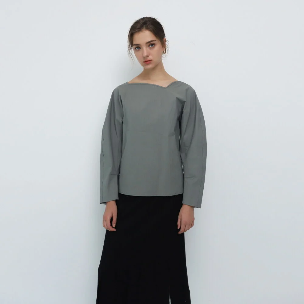 Blouse Asym Square Neck Mint Green
