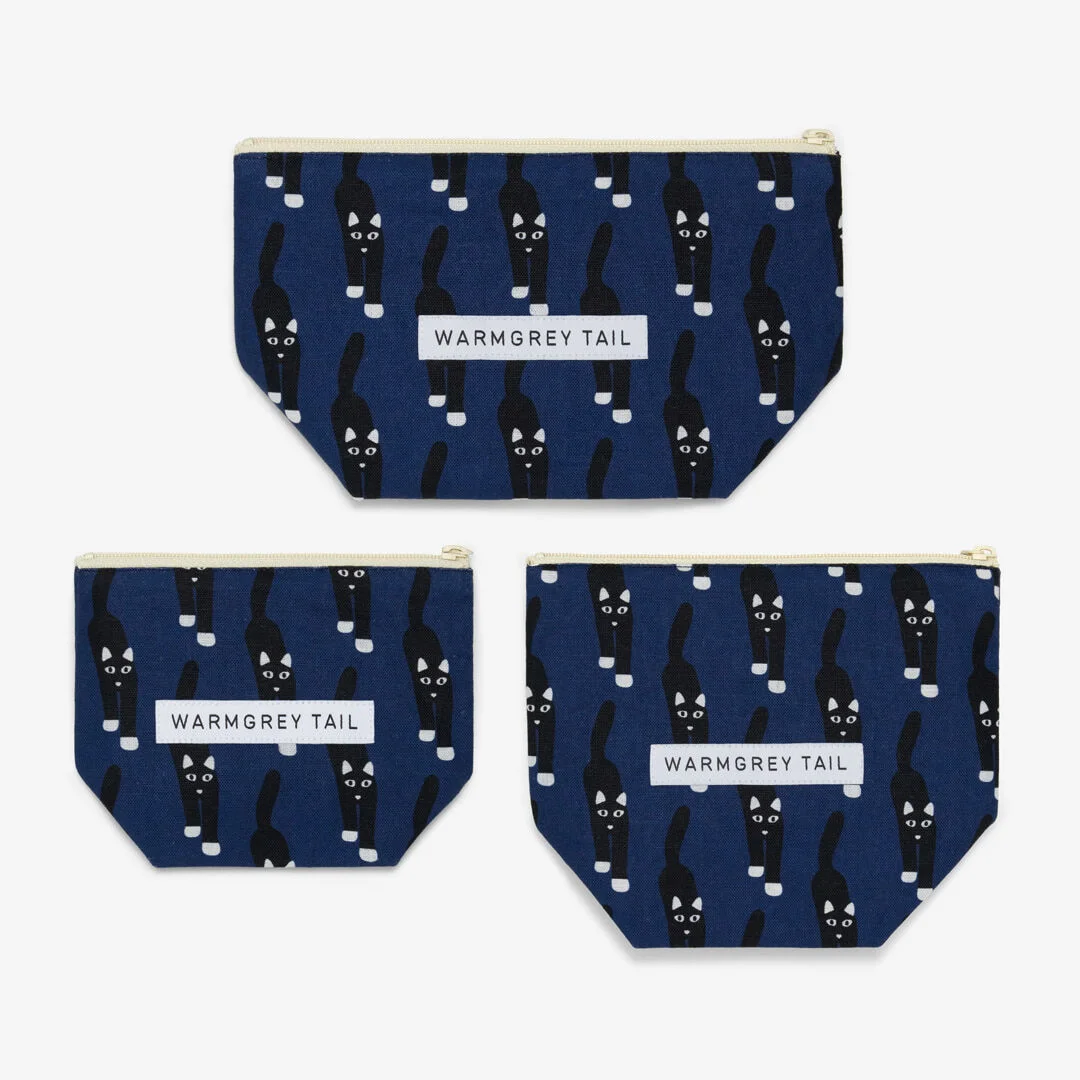 貓 Coming Standing 化妝袋 - 海軍藍 (3size)