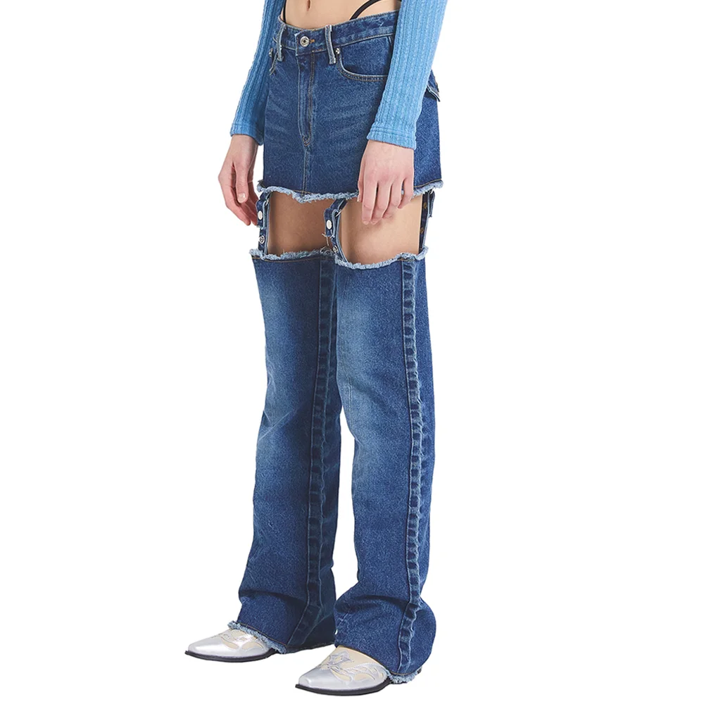 LAYERED DENIM SKIRT_BL