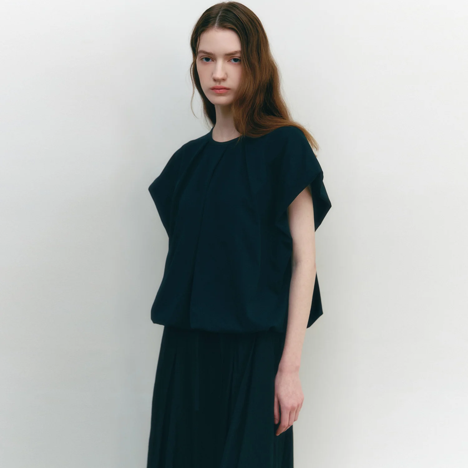 Tuck-detail Balloon Top BLACK