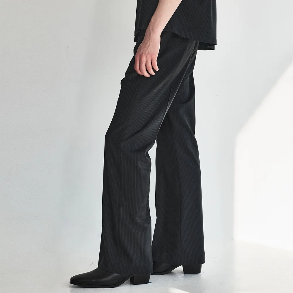 Lustre Relaxed Wool Flare Pants_Stripe Black