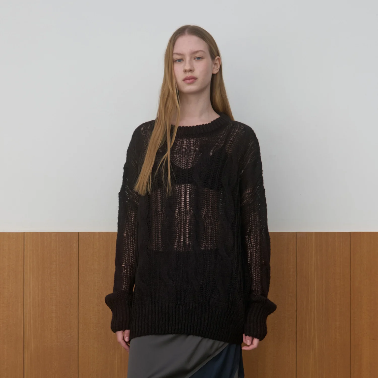 SHEER ROUND OVER KNIT_BLACK