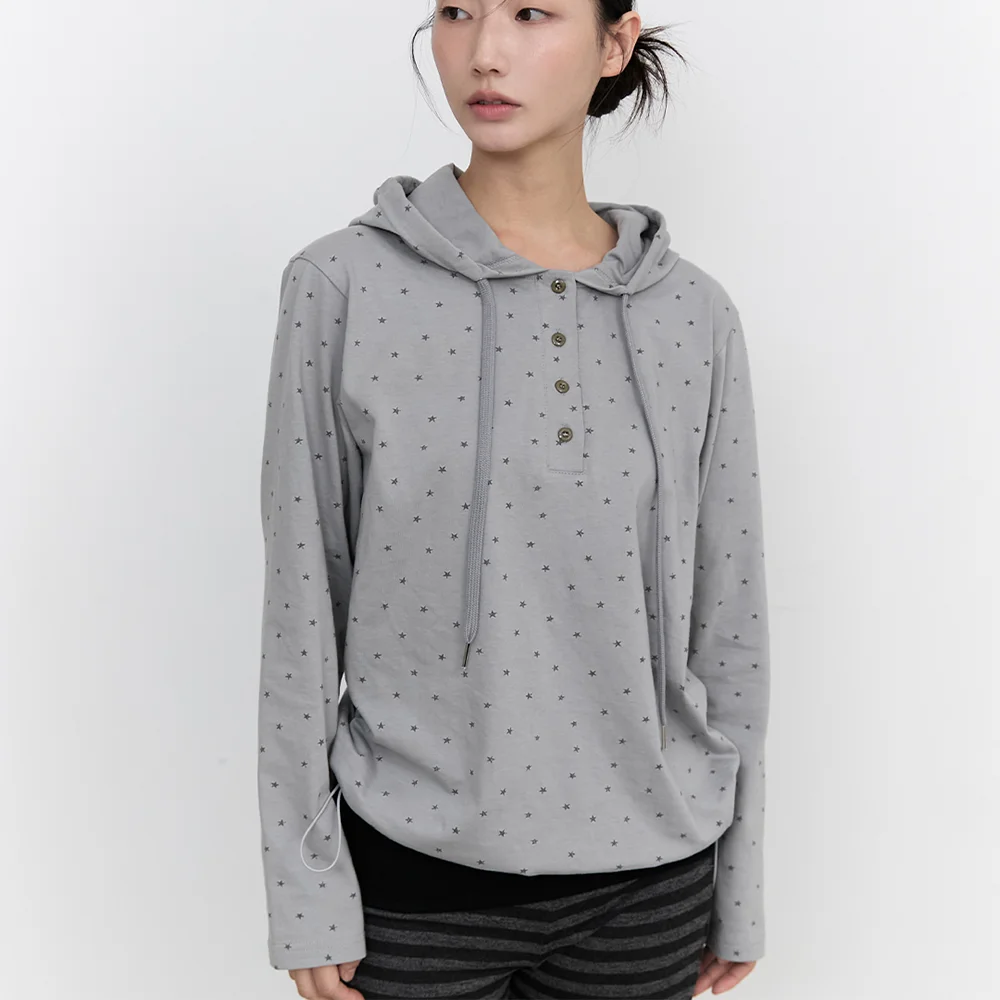 Bluesf washed star string hoodie