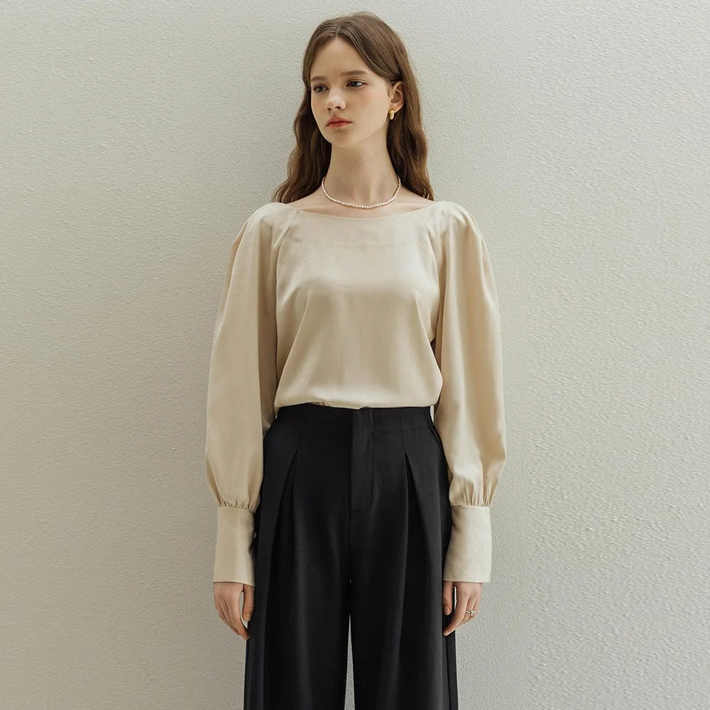 Jacquard satin blouse