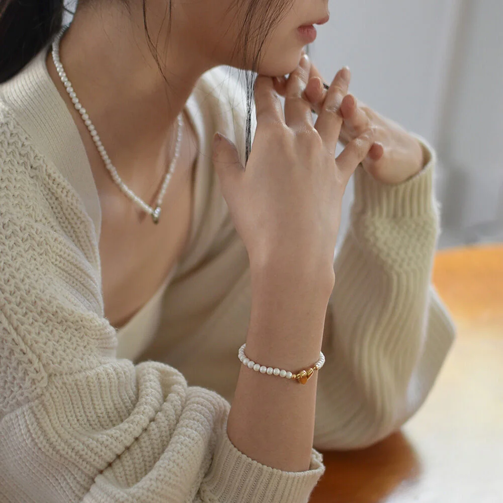 heart magnet cotton pearl bracelet
