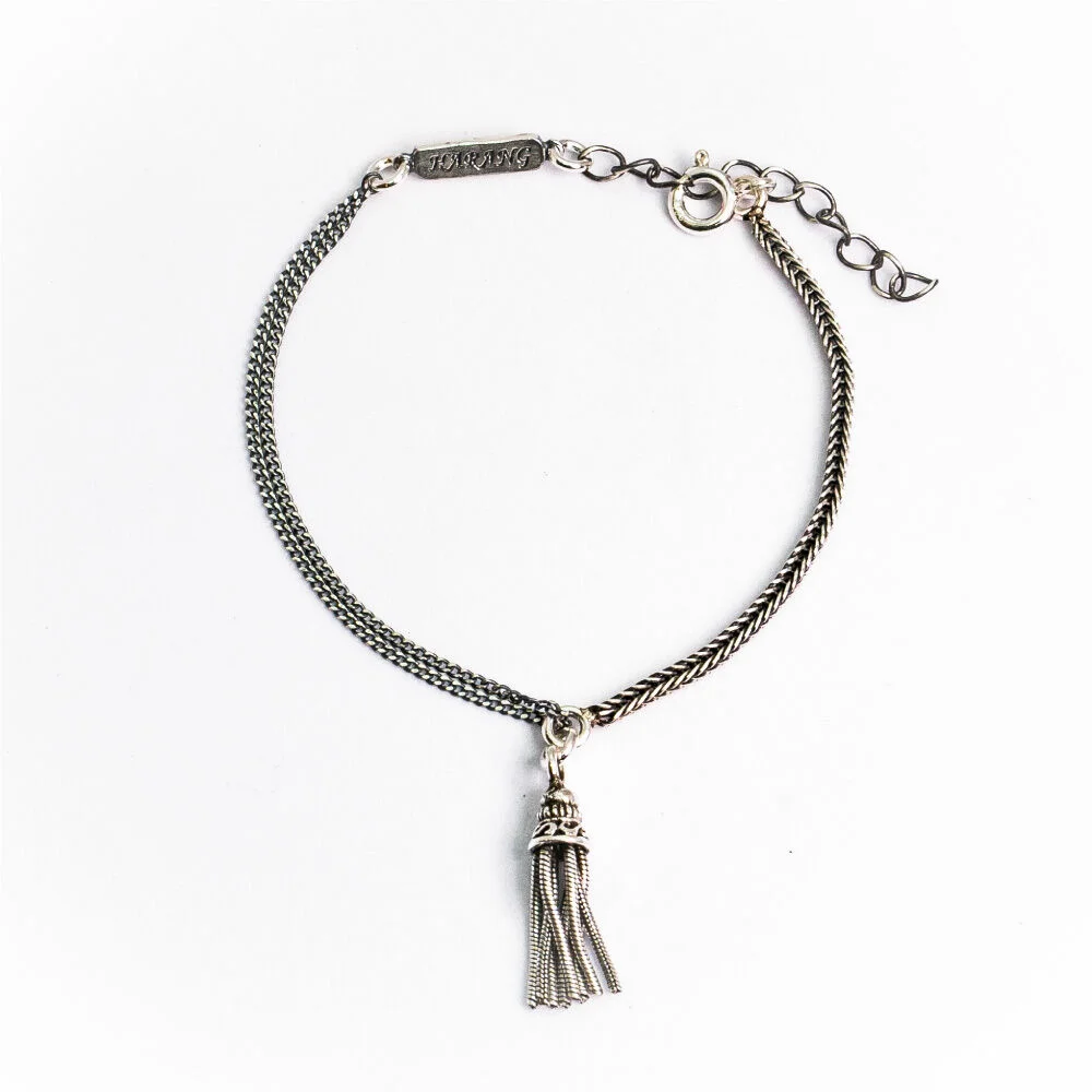 HR 276B_Tassel Half & Half Double Chain Bracelet