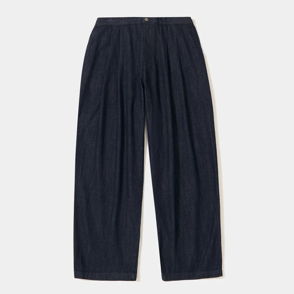TRAJAN LABEL PINTUCK WIDE-FIT DENIM PANTS_INDIGO JEAN