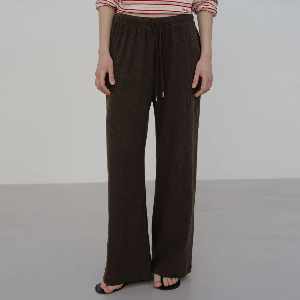 Ribbed sweat pants _Brown