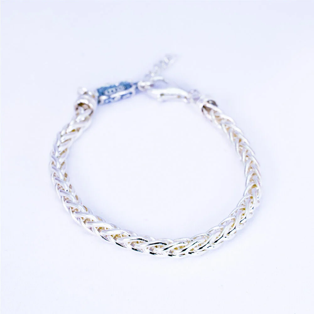 HR 333B_Wheat Silver Chain Bracelet