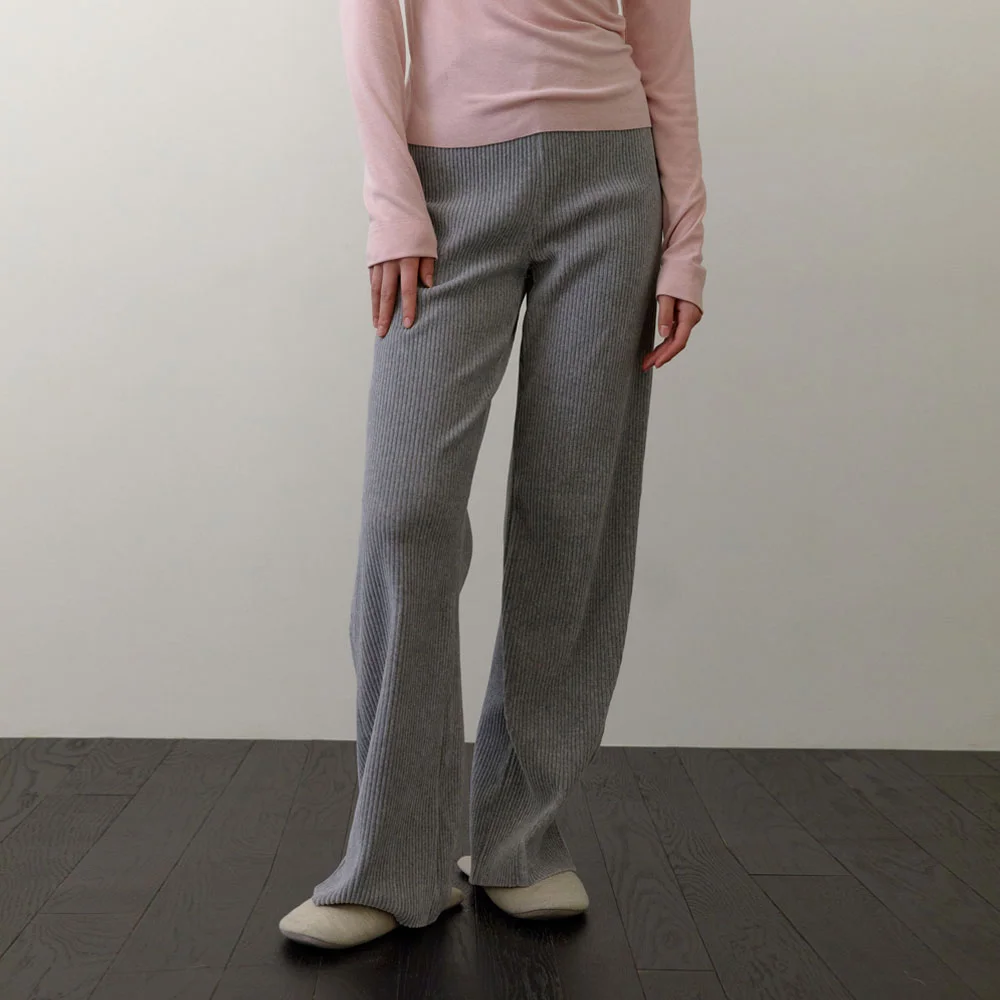 Big corduroy banding pants (Melange grey)