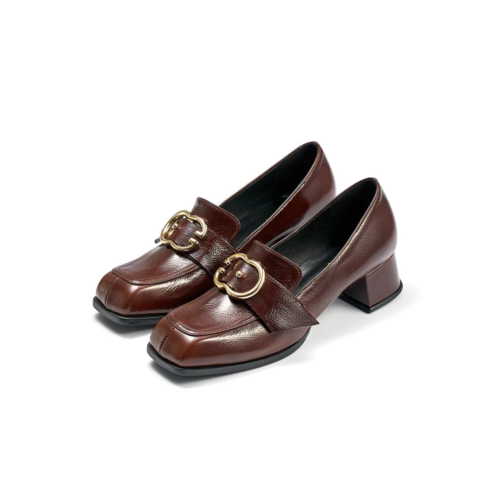 brown big buckle loafer 啡色 大扣環 樂福鞋