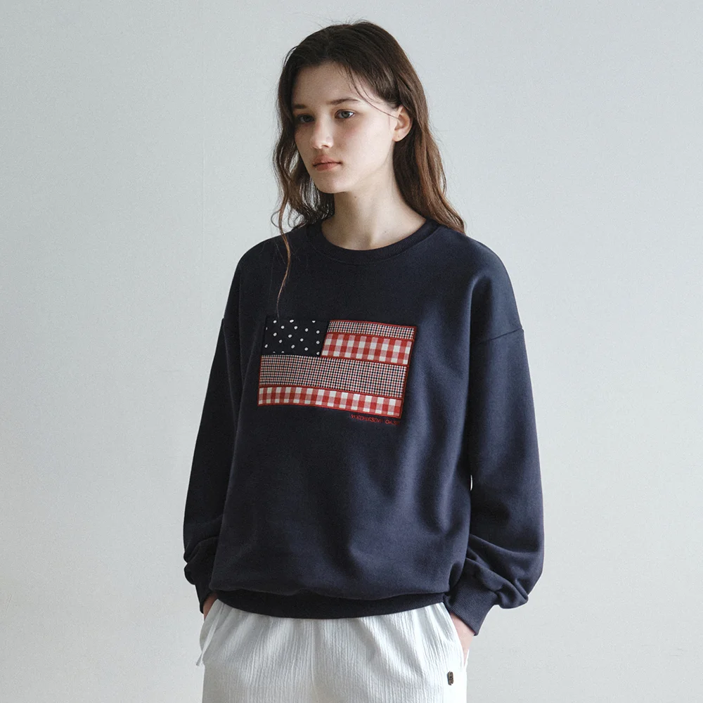 W/Flag Applique Sweatshirt_NAVY(W26TP09)