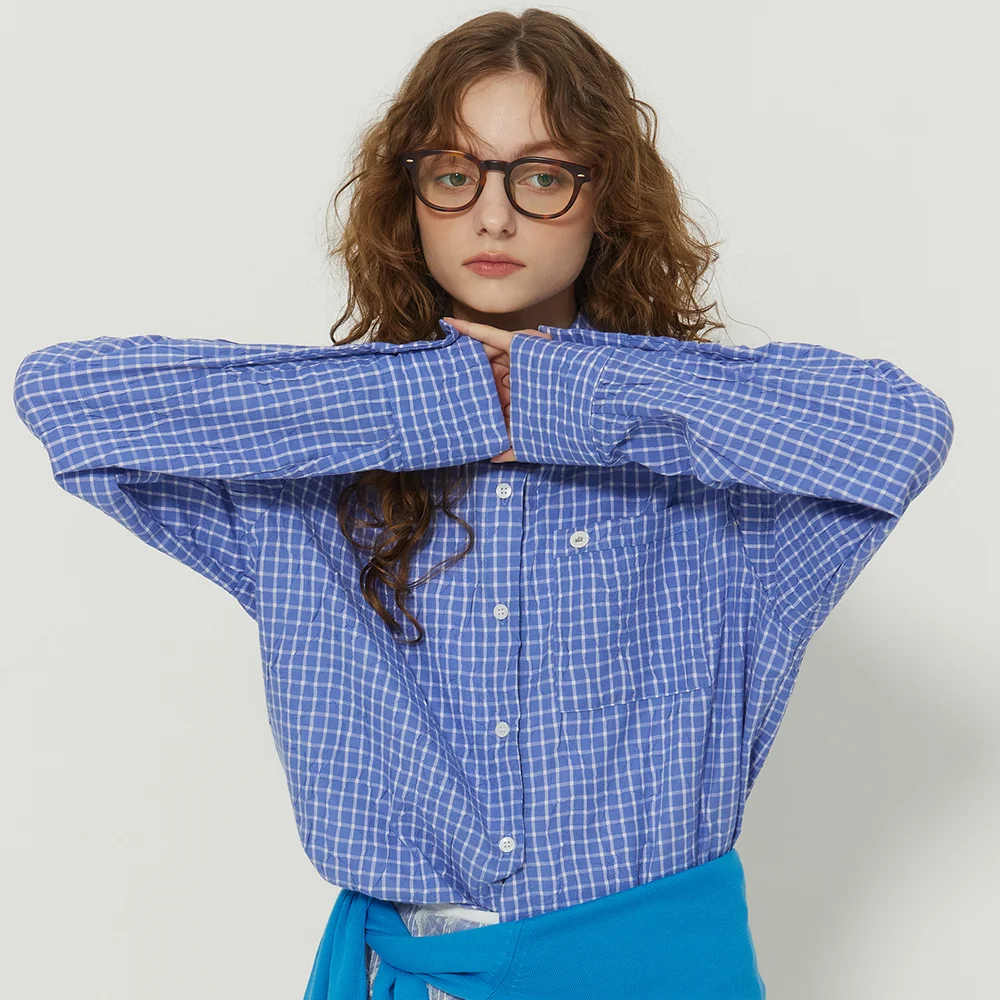 Natural check shirt_blue