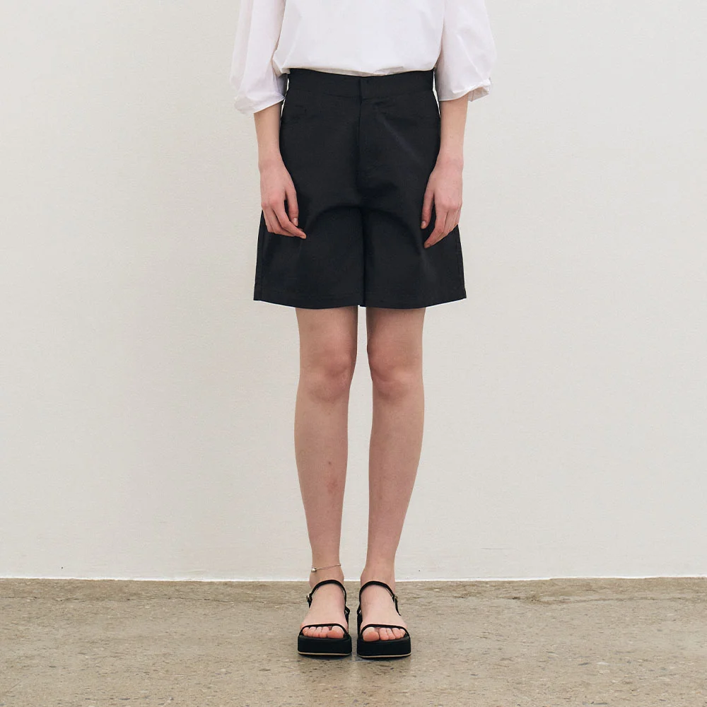 Color denim short pants - Grey