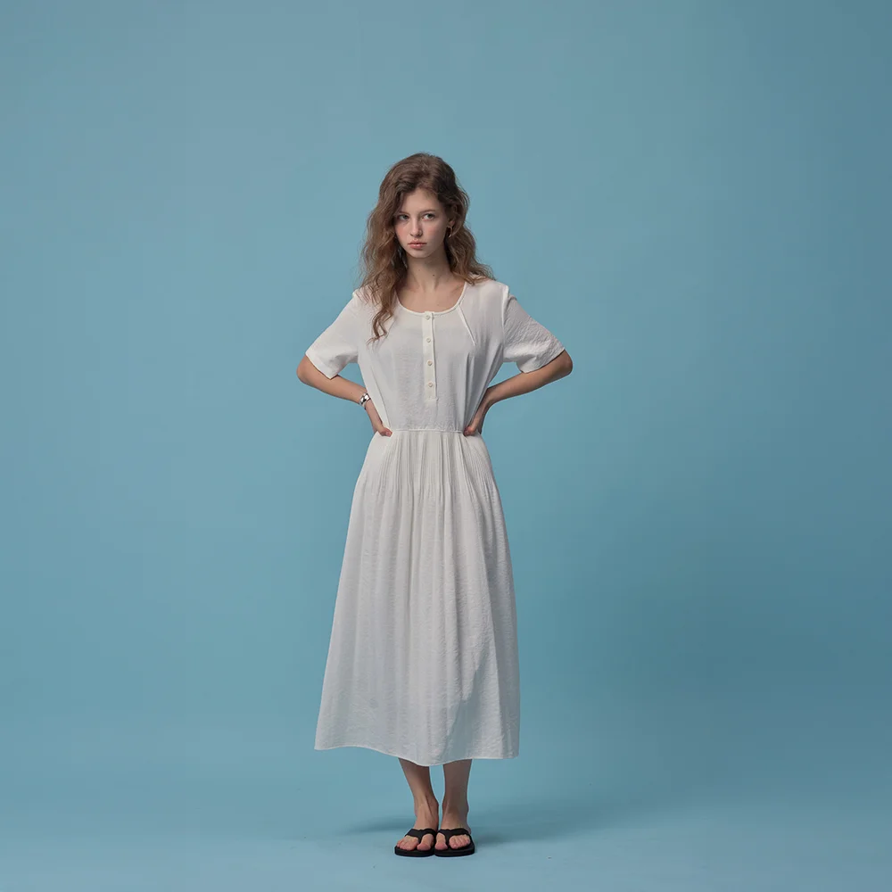 Pleated Dress (Ivory)
