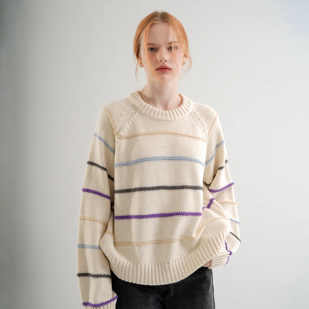 Striped Coloration Knit (Ivory)