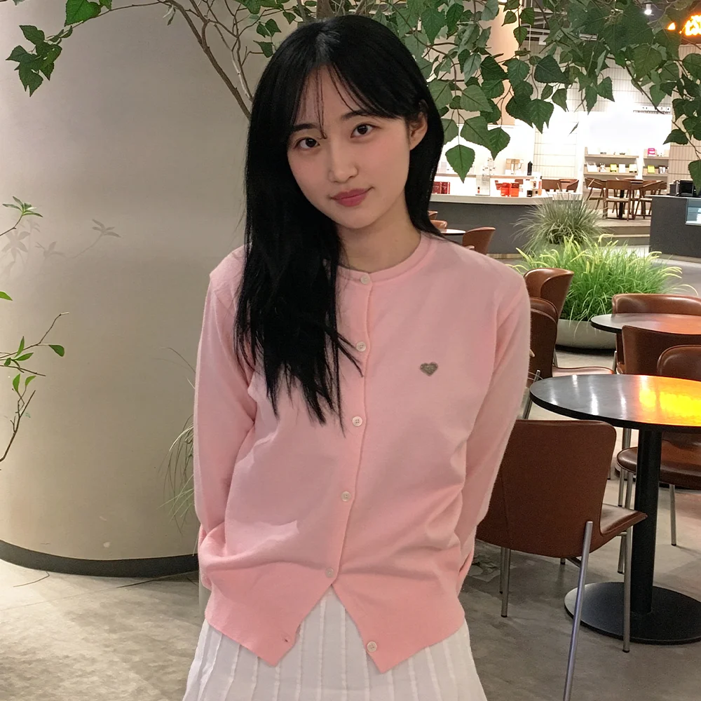 (W) 基本款 必備款 可水洗 圓領 開襟外套 PINK