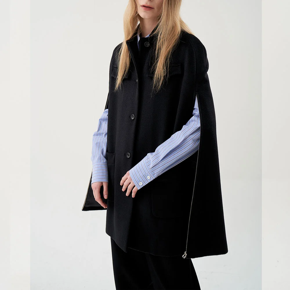 zibeline cape coat(bk)