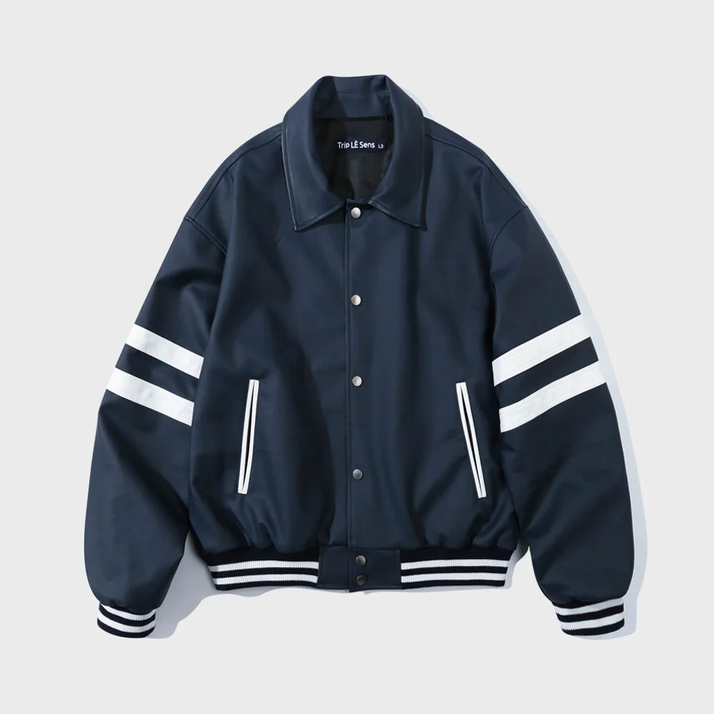 低筒 色 棒球外套 外套_NAVY