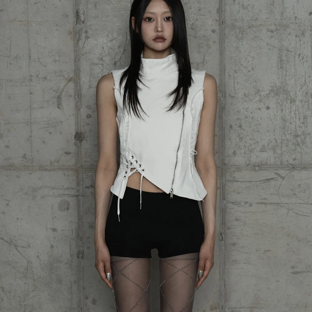 Diagonal Corset Vest (White)