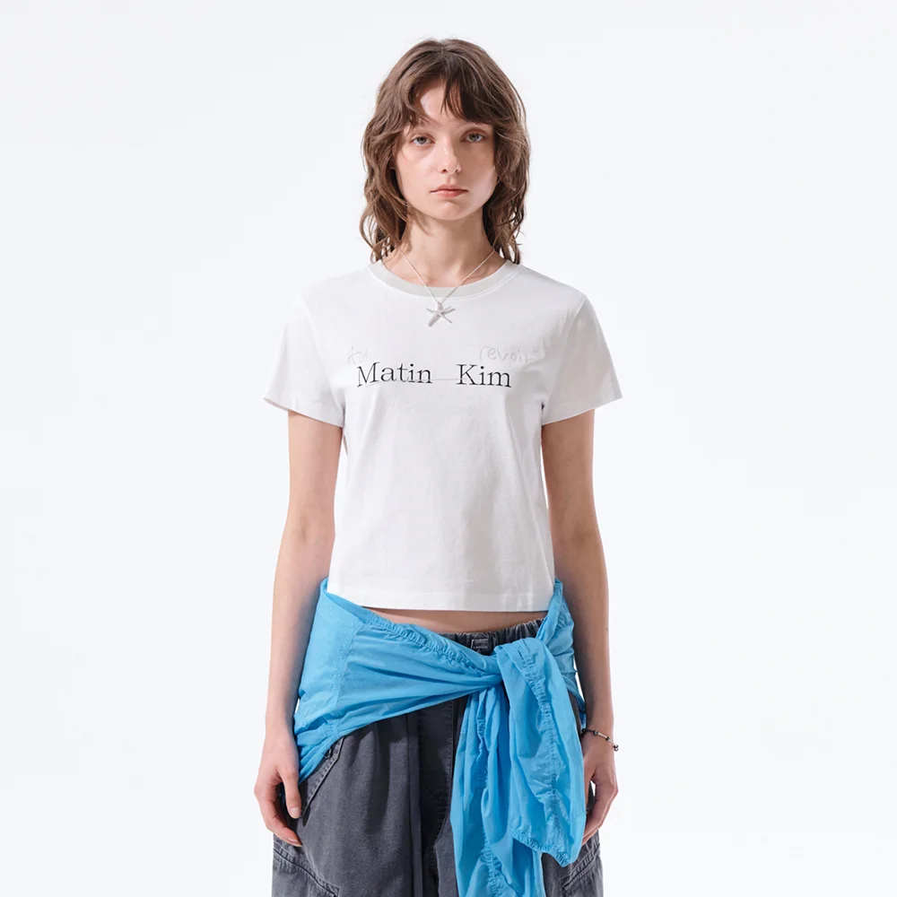 TONAL RIB LOGO CROP TOP IN WHITE