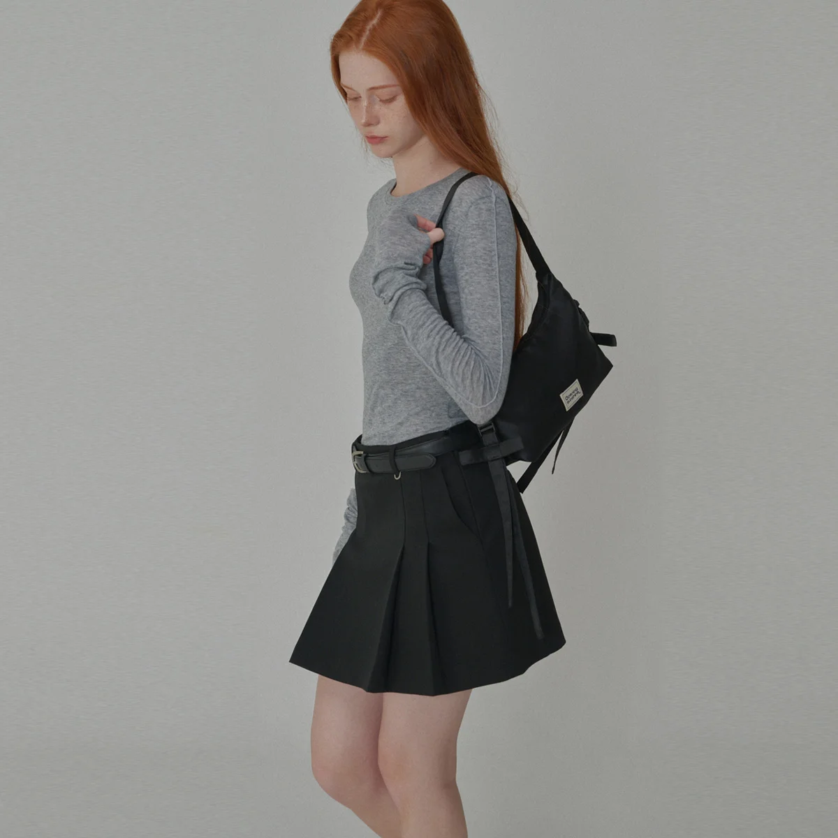 Classic Pleated Mini Skirt_Black