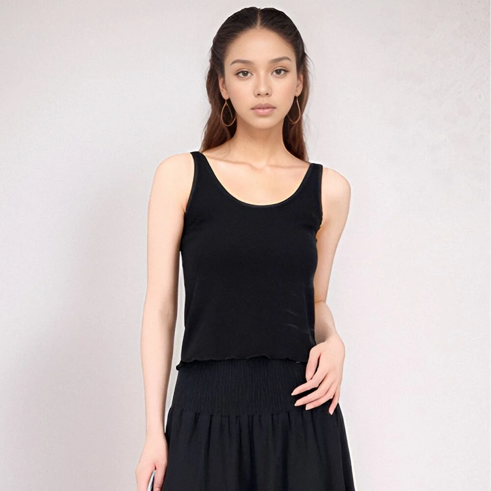 Cropped Sleeveless Knit _Black