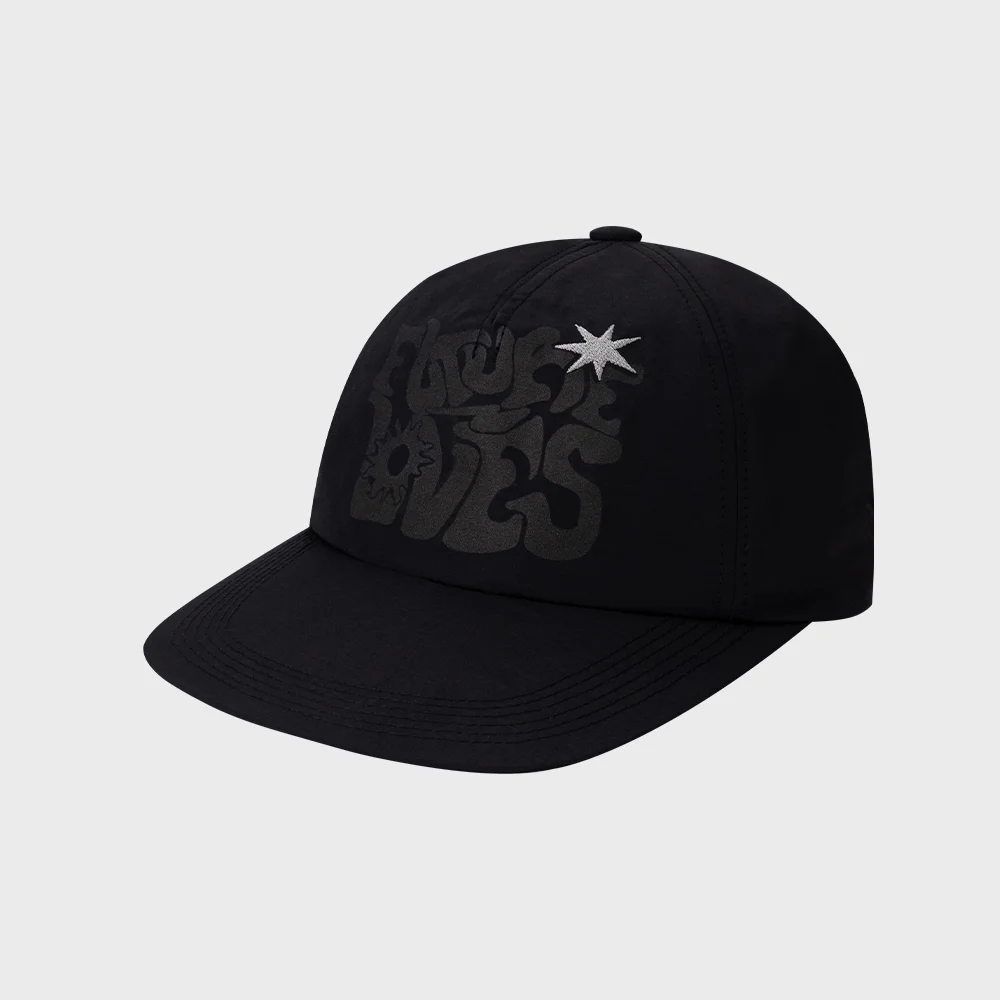 Printed Nylon Ball Cap (Black)