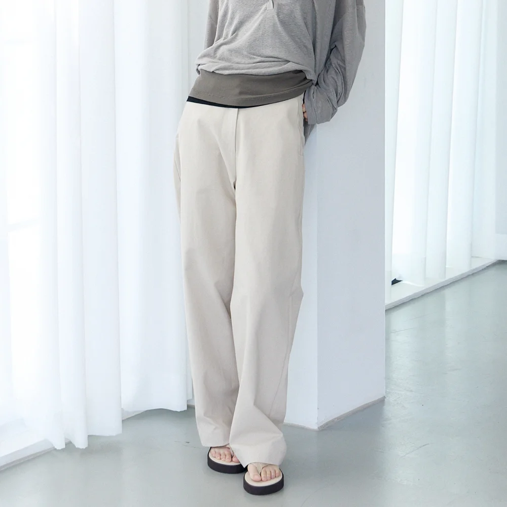 Linefall linen pants (Beige)