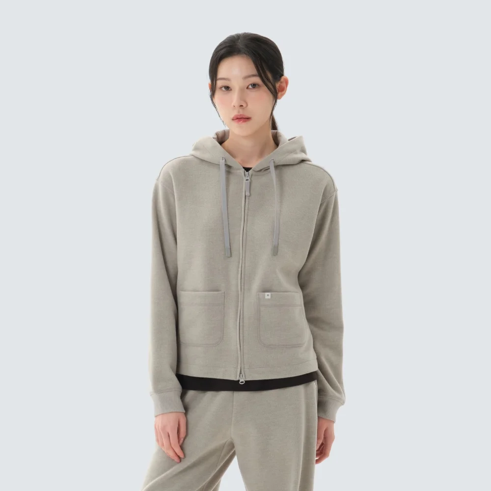 針織衫 女裝 連帽衫 拉鏈 Light Khaki (S26SWFFJ31)