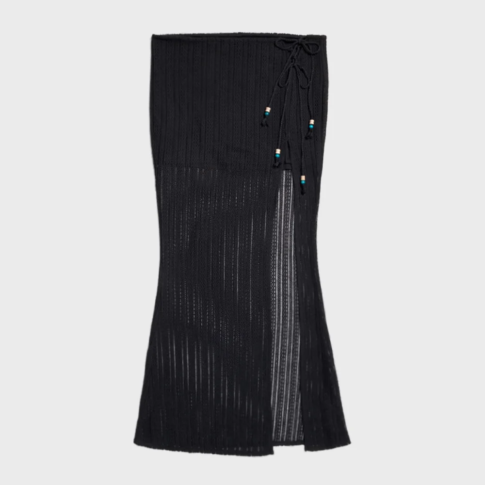 Sunset Cozy Long Skirt - Black