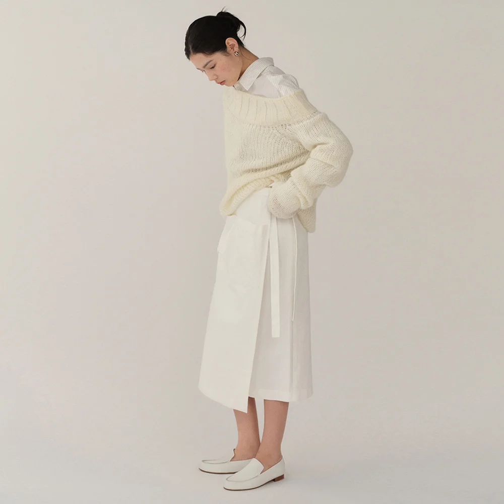 Off Shoulder Mohair Sweater Ivory