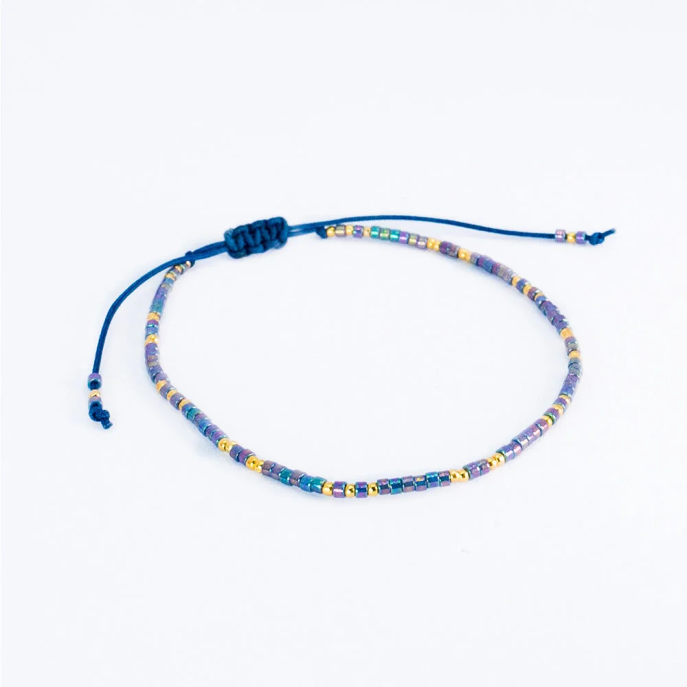 HR 353B_Color Beads Fabric Bracelet