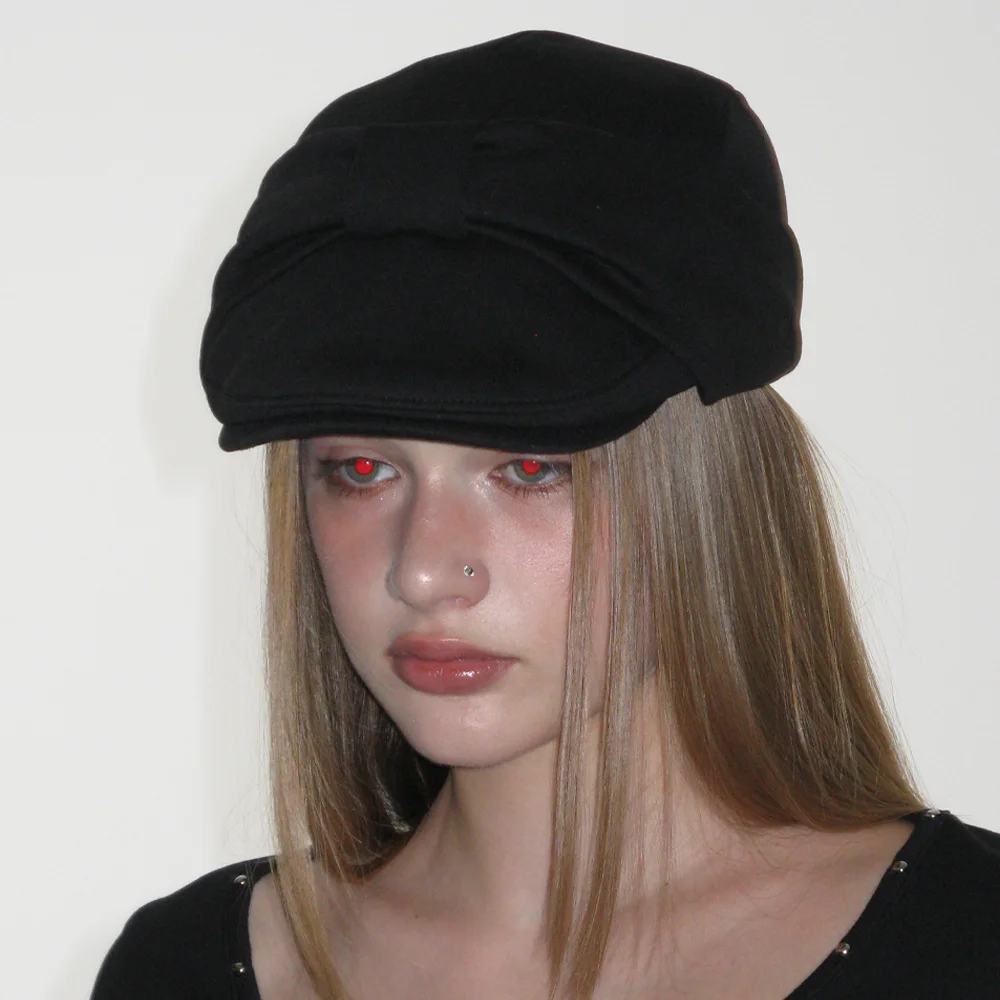 RIBBON HUNTING CAP_BLACK