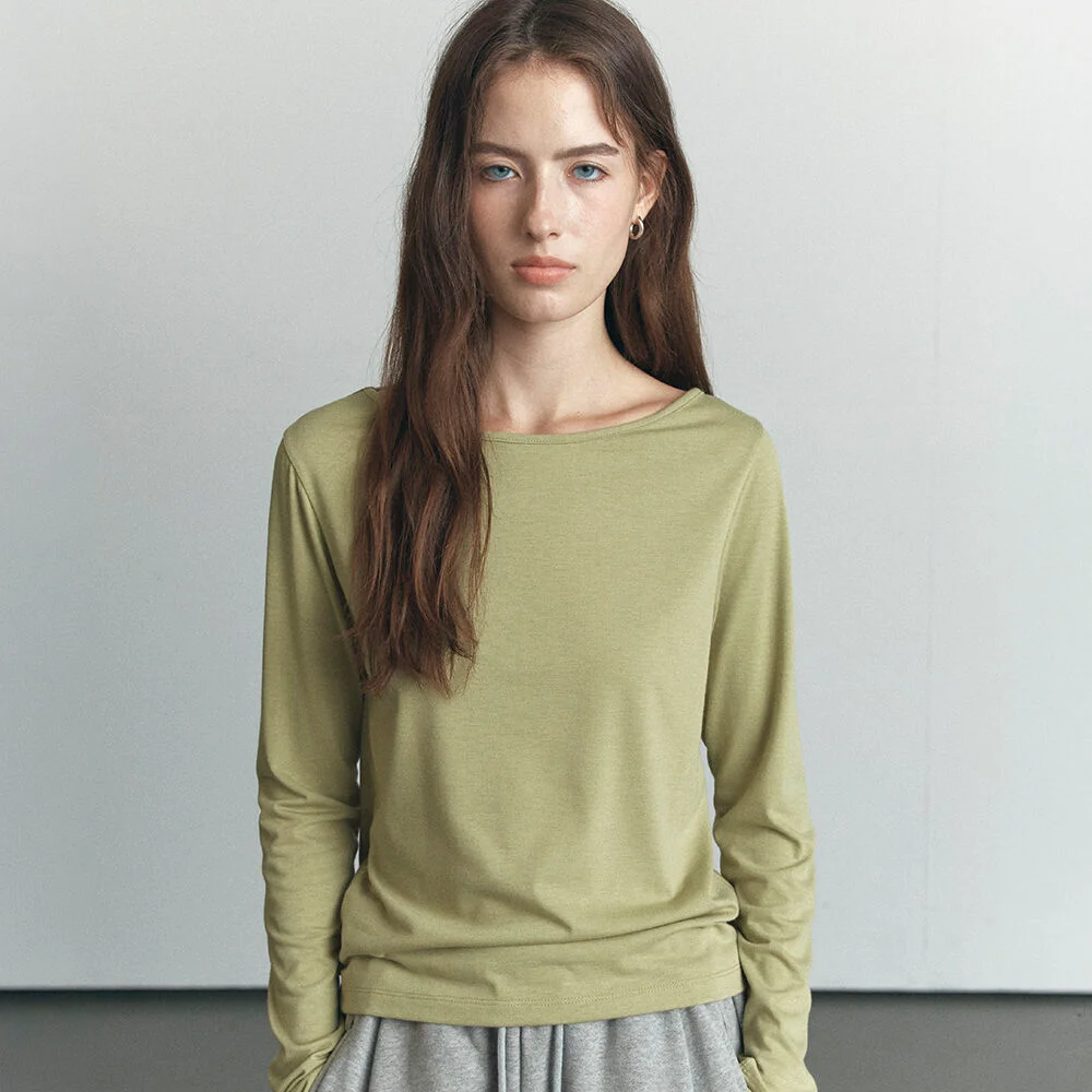 Soft basic longsleeve T-shirt _Olive