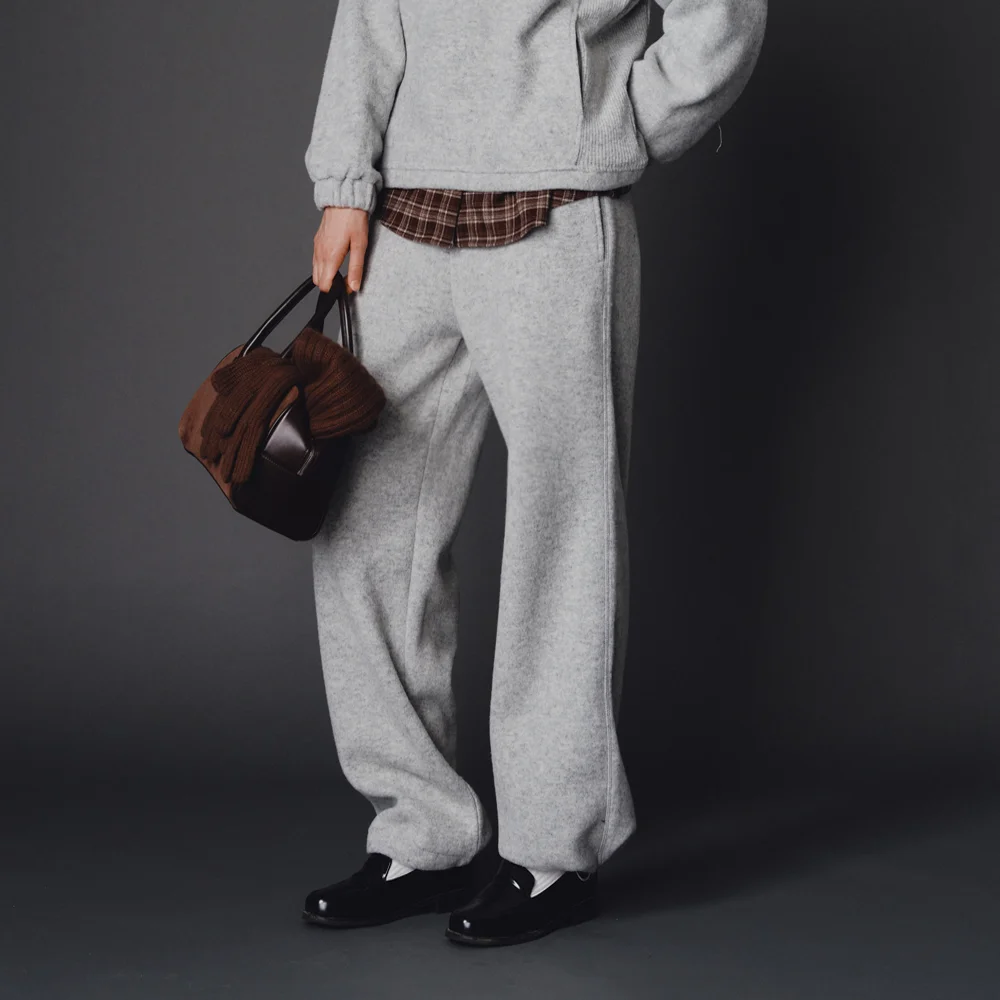 Wool easy pants (white melange)