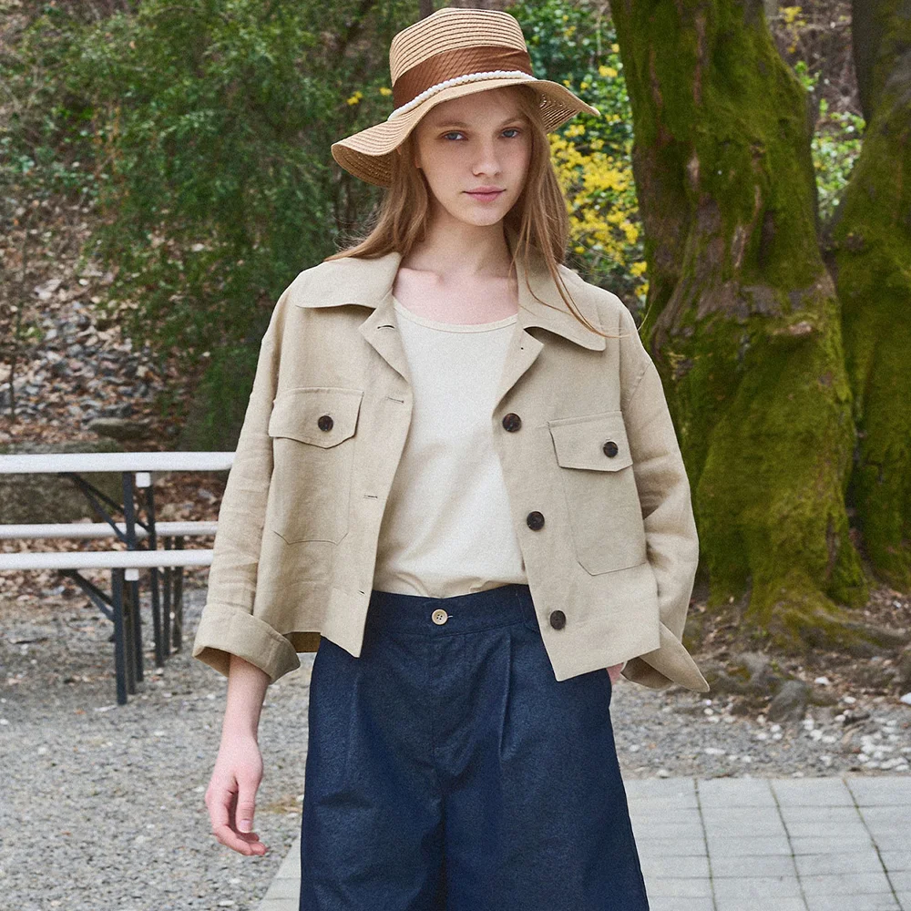 Ease linen crop jacket_2 Colors