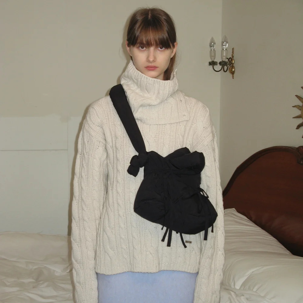 Two-Way Cable Turtleneck Knit (Ivory)