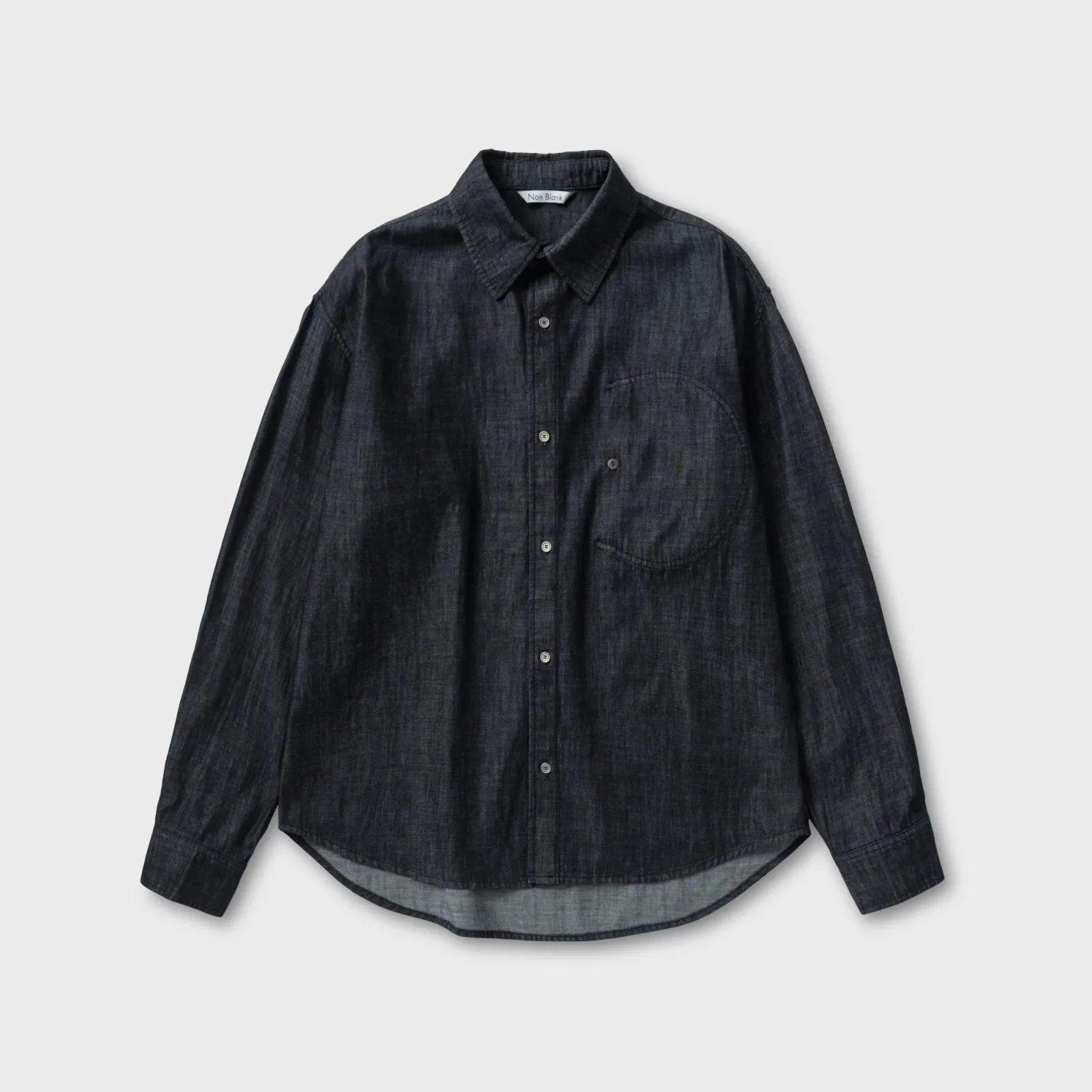 水洗 竹節紗 牛仔 襯衫_BLACK