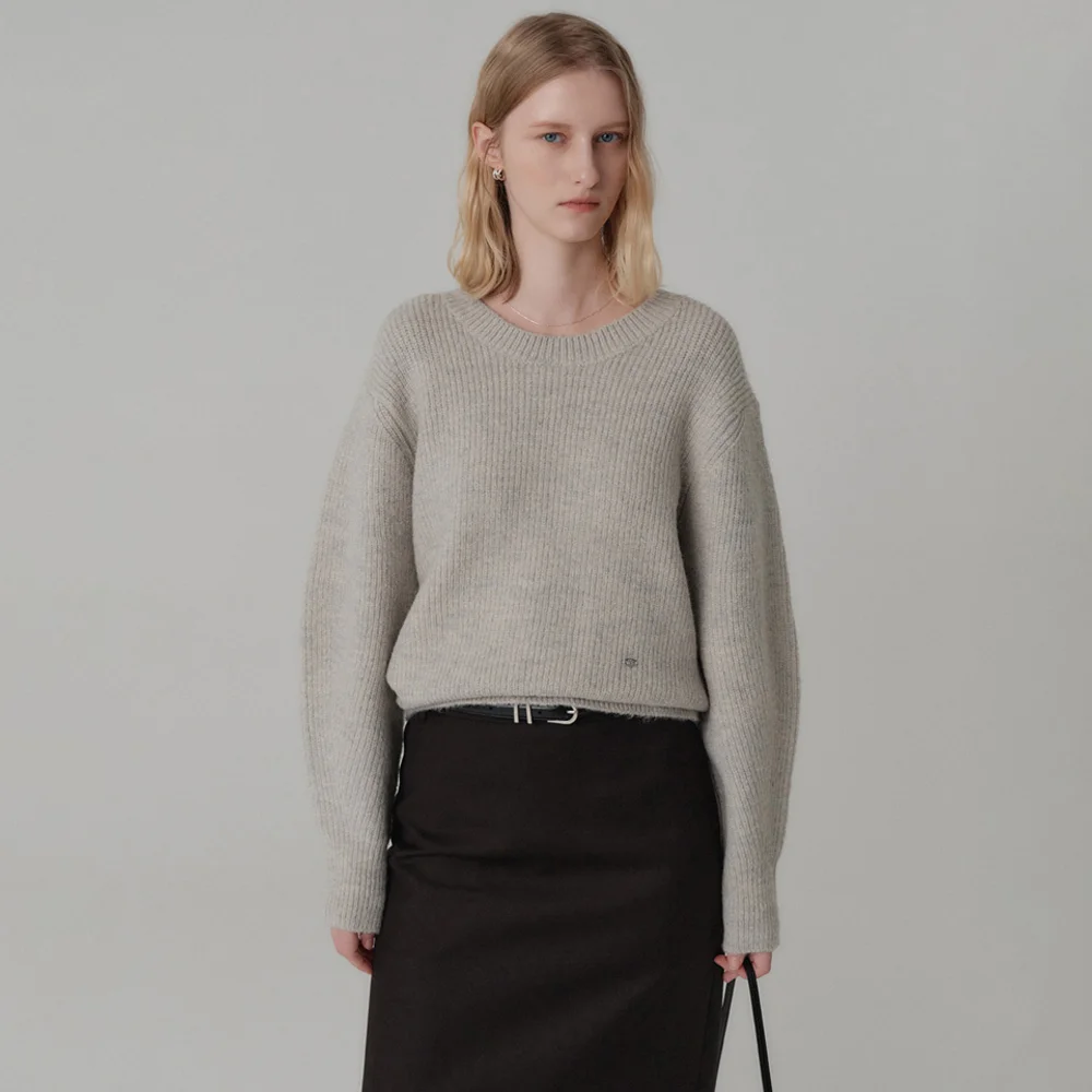 Chenny 羊毛 羅紋 針織衫_灰色 / CHENNY WOOL RIBBED KNIT_GREY