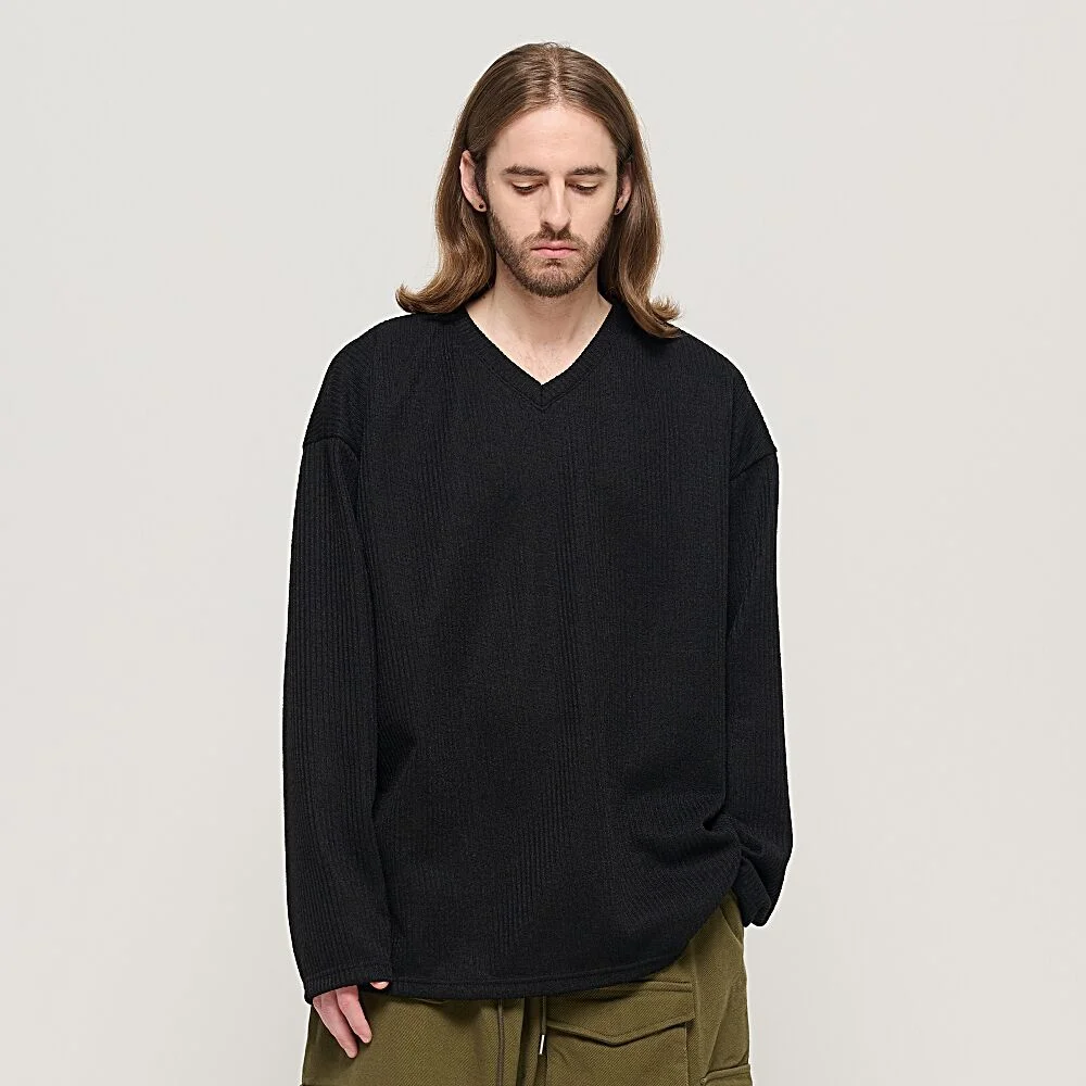CB V-NECK OVER KNIT (BLACK)