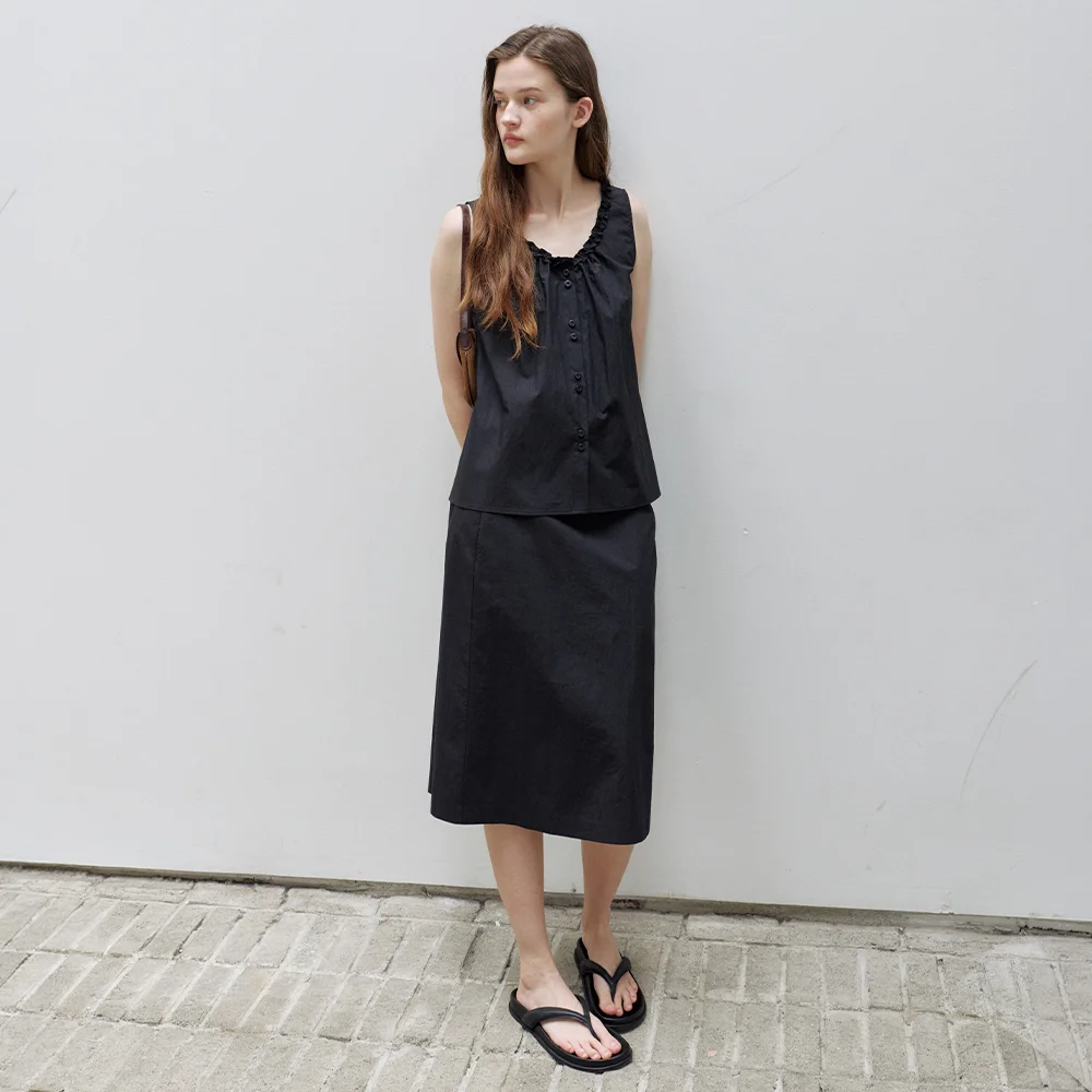 mini frill blouse - black