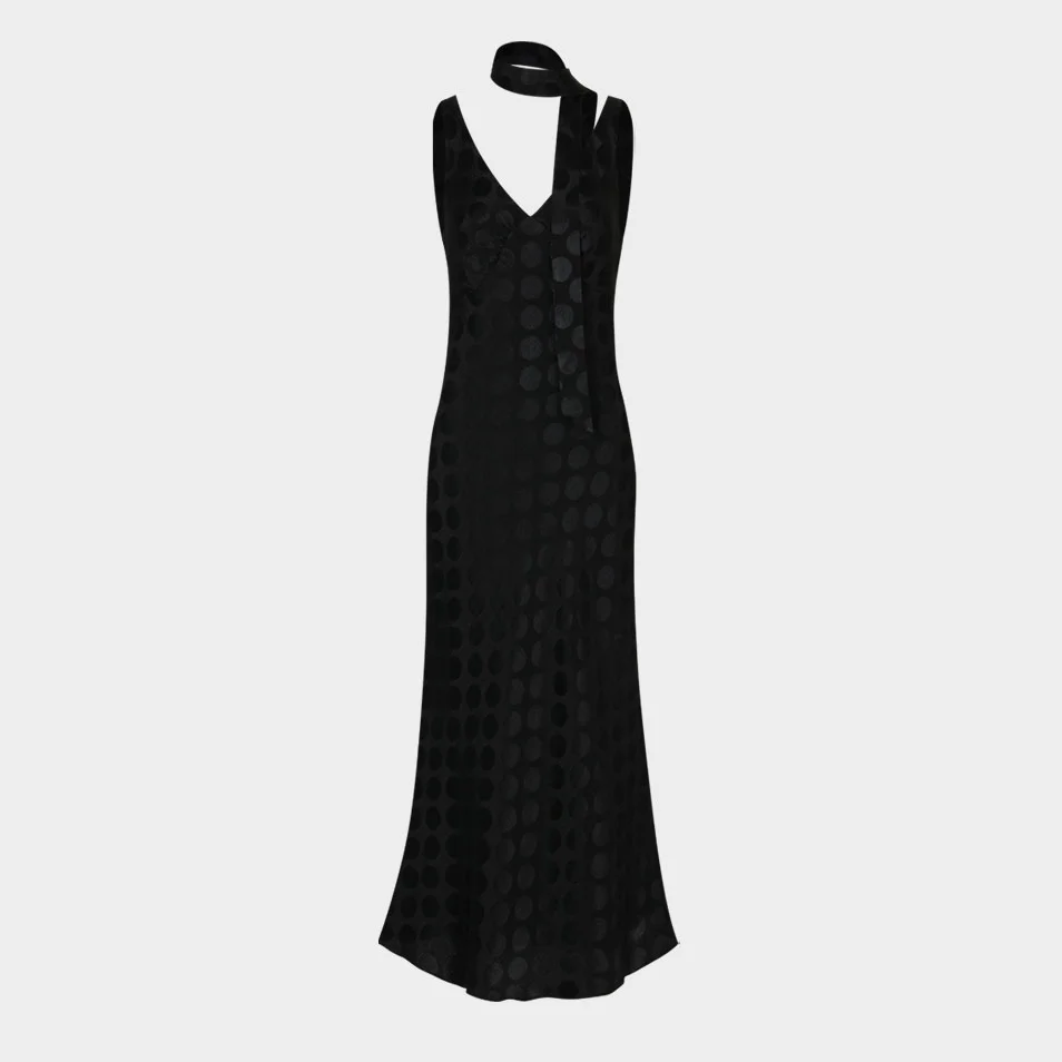Pearl Dot Dress (Scarf Set / Black)