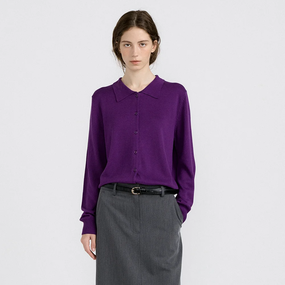 Legato Collar Cardigan (Purple)