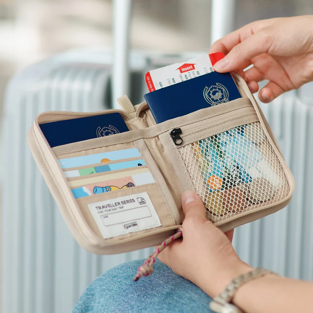 旅行者 護照 柔軟 RFID 防護 個人資料 保護 旅行錢包 護照 保護殼 銀包 - 粉啡色