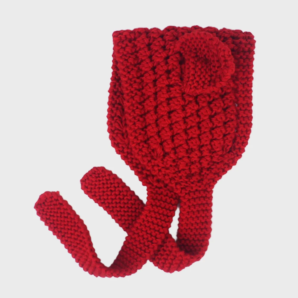 Cat Bold Knit Red Bonnet Hat Bonnet Hat