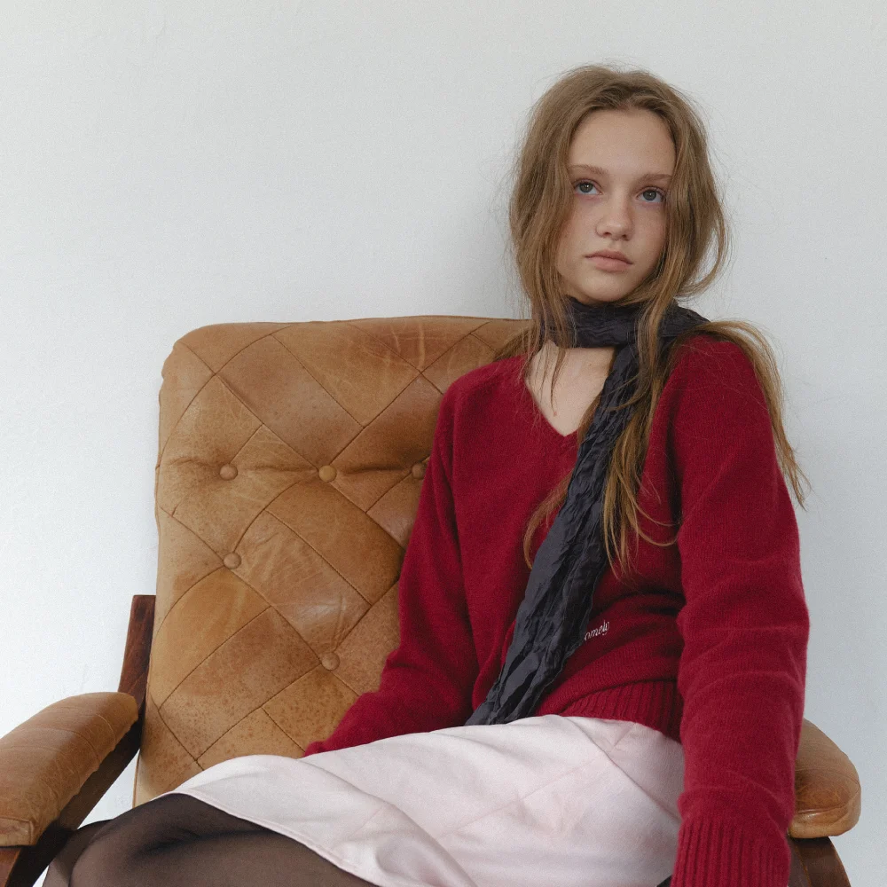 Abigail V-Neck Knit_Red Wine
