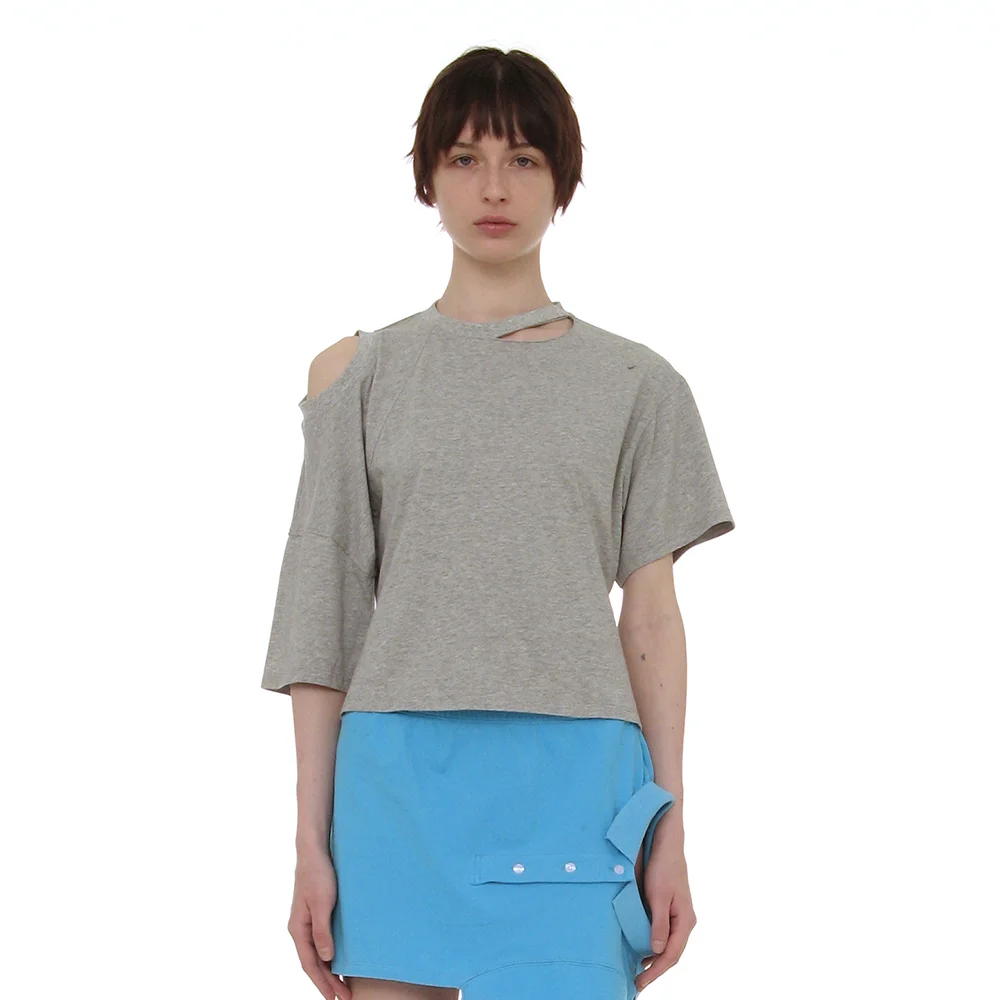 2WAY CUT-OUT DECONSTRUCTED TOP_MELANGE