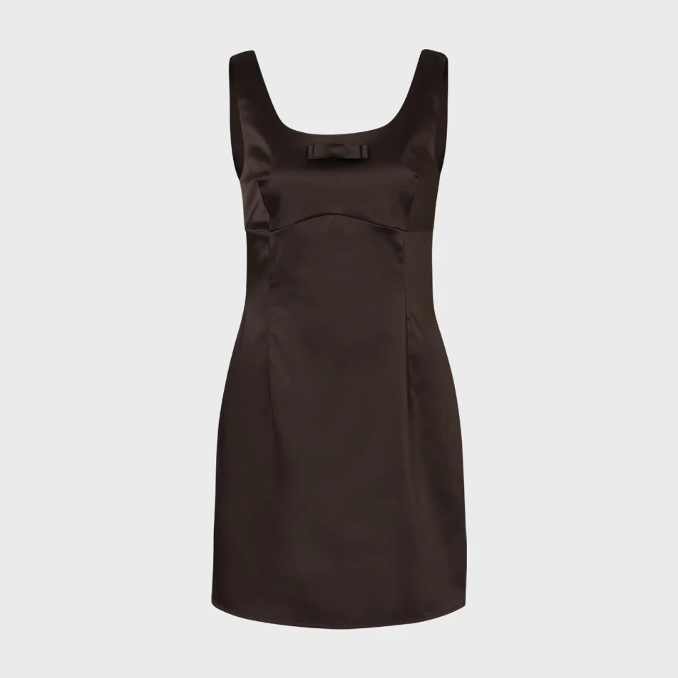 Prom Slim Satin Mini Dress (Brown)